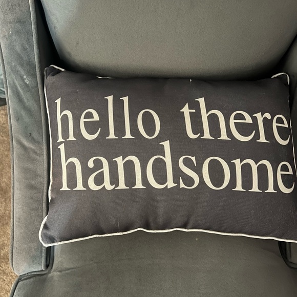 Kirklands Other - Kirkland’s “Hello There Handsome” Accent Pillow 12x18 CHARCOAL GREY AND WHITE